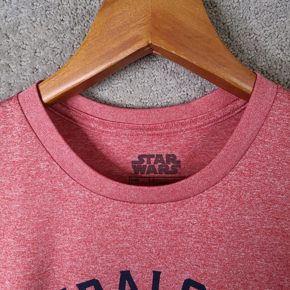 Star Wars Shirt Kids‎ L Red Mandalorian Graphic Tee Polyester Crew Neck Casual